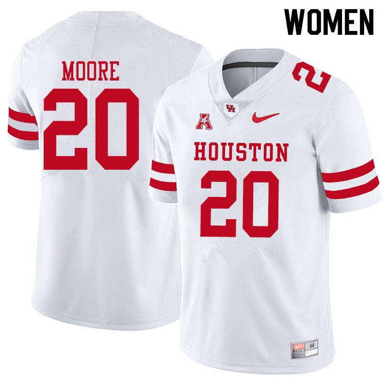 Women #20 Jordan Moore Houston Cougars College Football Jerseys Sale-White - Click Image to Close